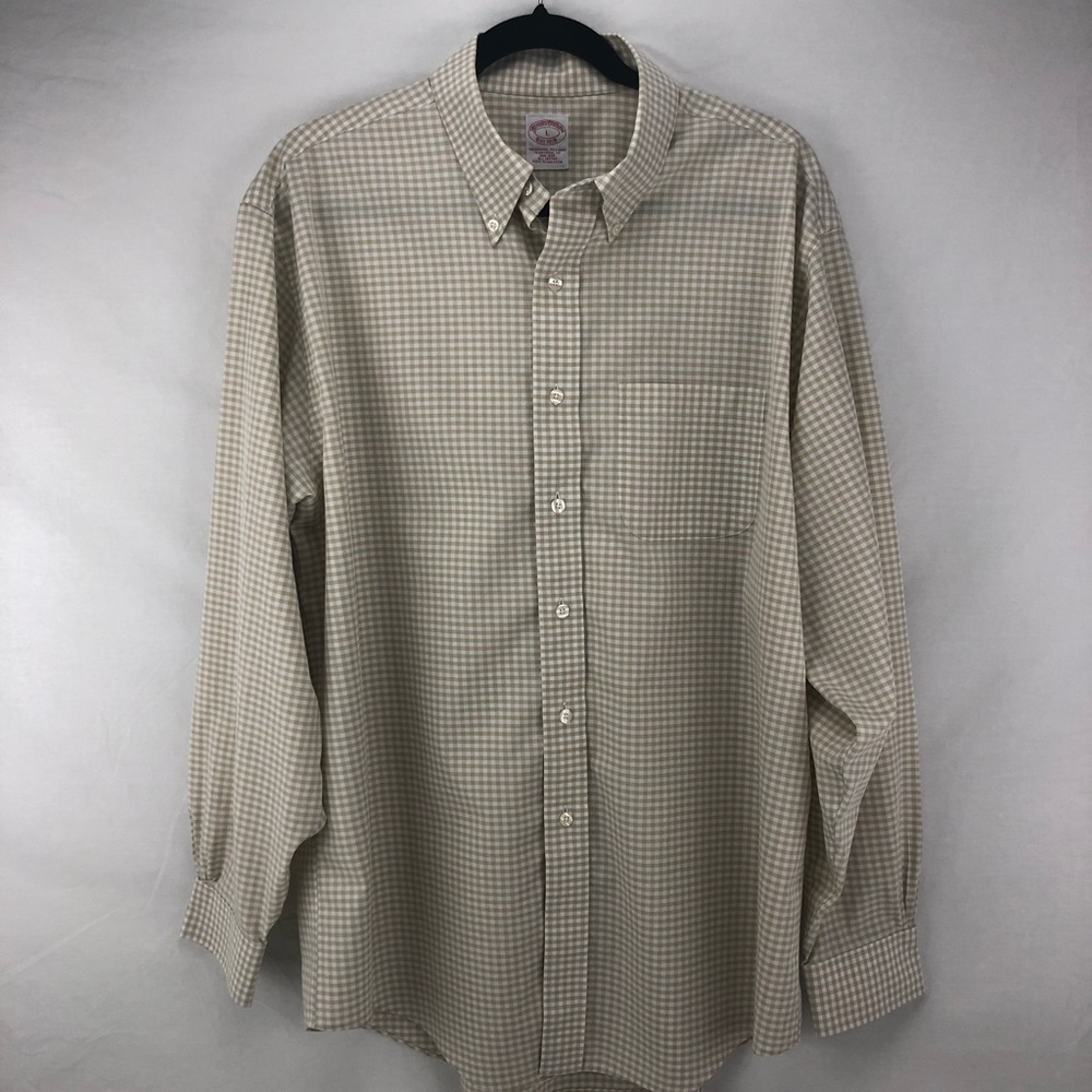 Brooks Brother Yellow Plaid Dress Shirt